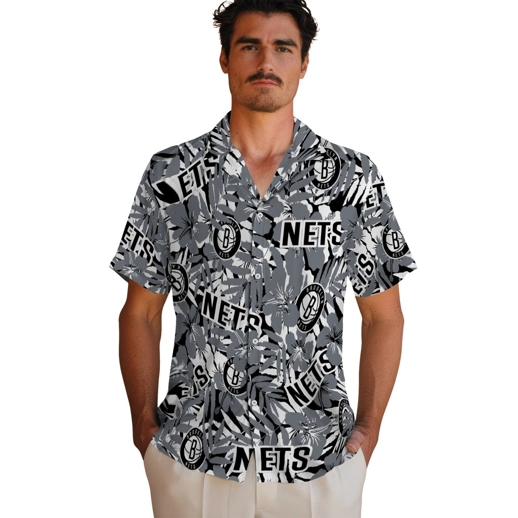 Brooklyn Nets Hawaiian Shirt - Hibiscus Overlay | Hula Hawaiian Shirts