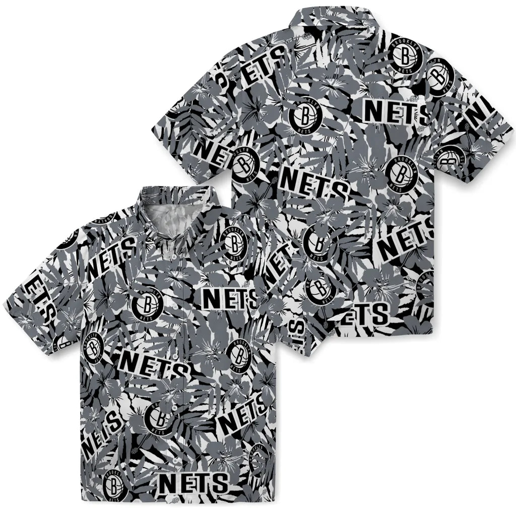 Brooklyn Nets Hawaiian Shirt - Hibiscus Overlay | Hula Hawaiian Shirts