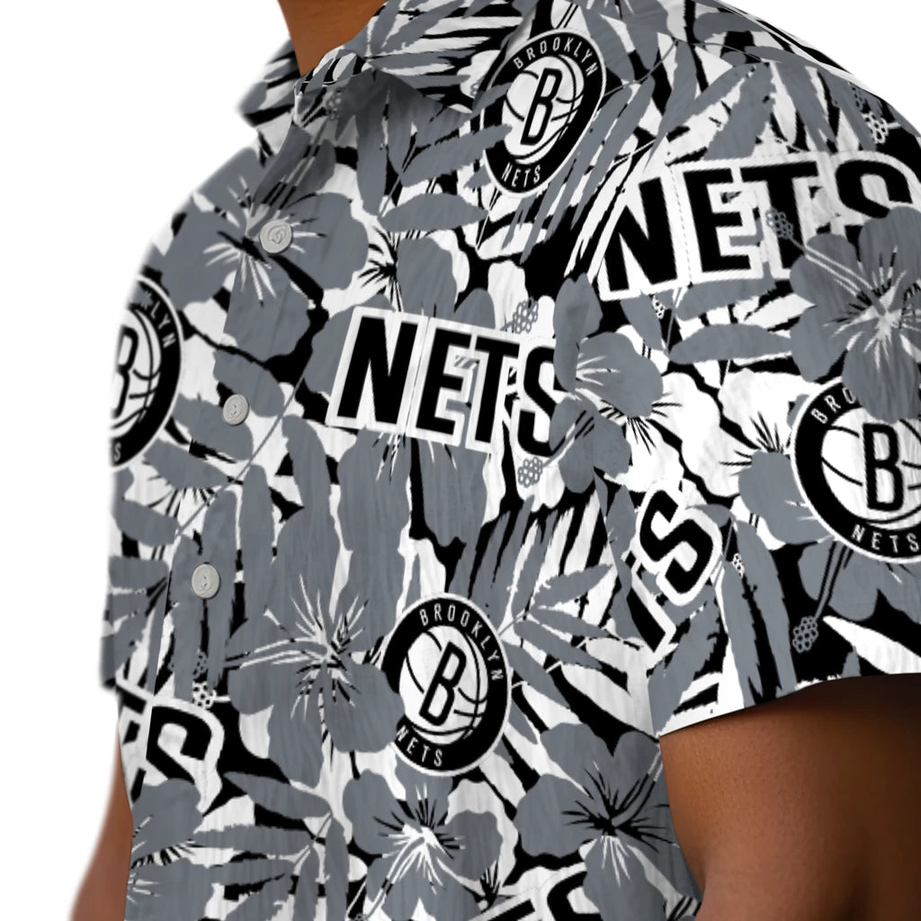 Brooklyn Nets Hawaiian Shirt - Hibiscus Overlay | Hula Hawaiian Shirts