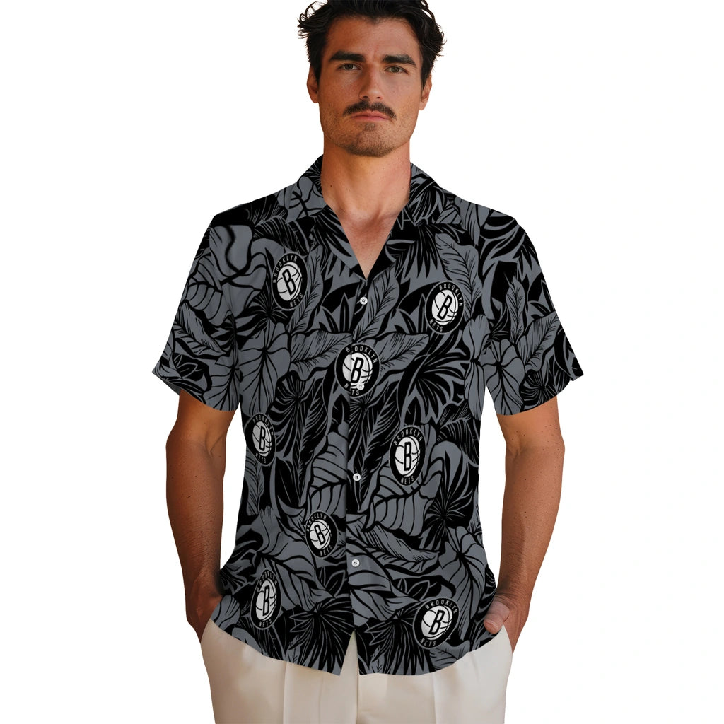 Brooklyn Nets Hawaiian Shirt - Monstera Layer | Hula Hawaiian Shirts