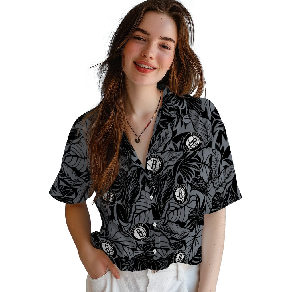 Brooklyn Nets Hawaiian Shirt - Monstera Layer | Hula Hawaiian Shirts