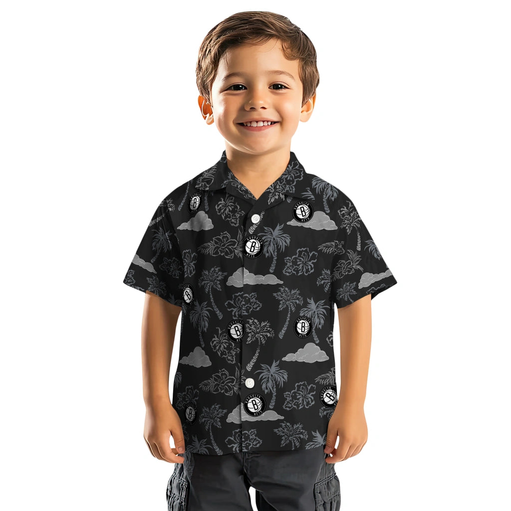 Brooklyn Nets Hawaiian Shirt - Palm And Clouds | Hula Hawaiian Shirts
