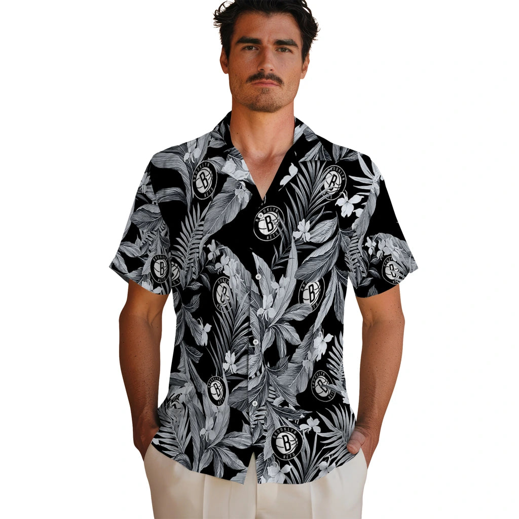Brooklyn Nets Hawaiian Shirt - Palm Leaves | Hula Hawaiian Shirts