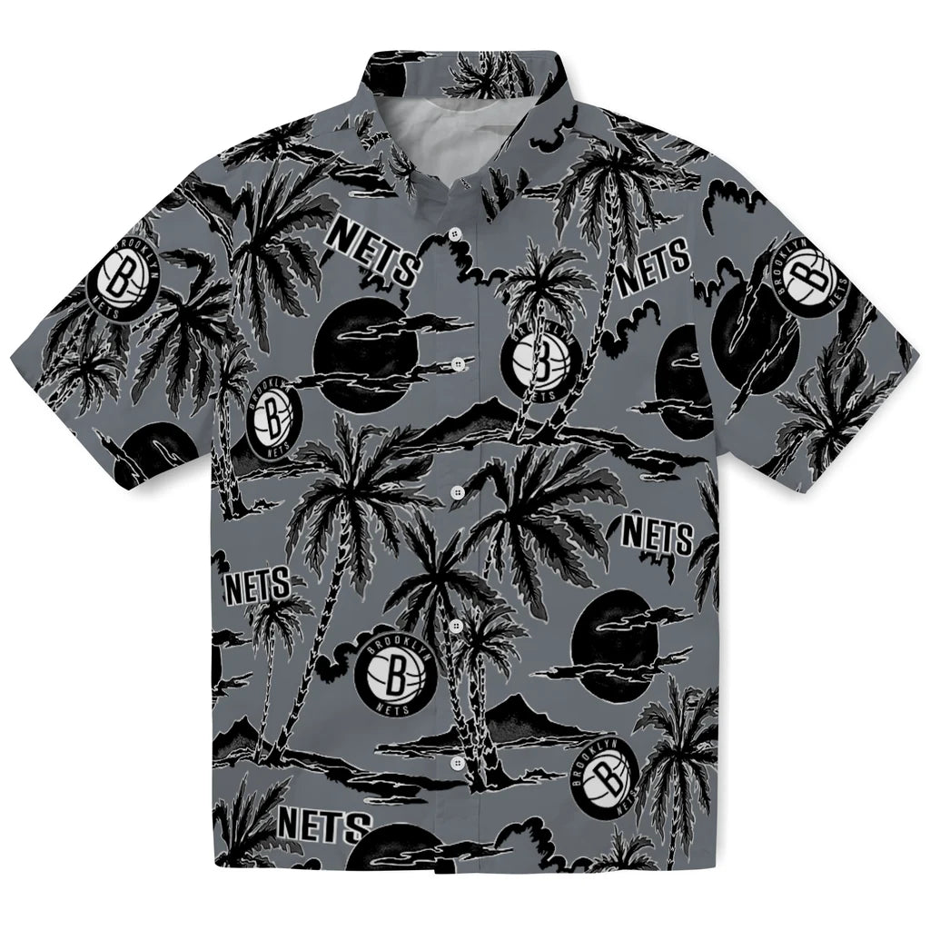 Brooklyn Nets Hawaiian Shirt - Palm Sunset | Hula Hawaiian Shirts