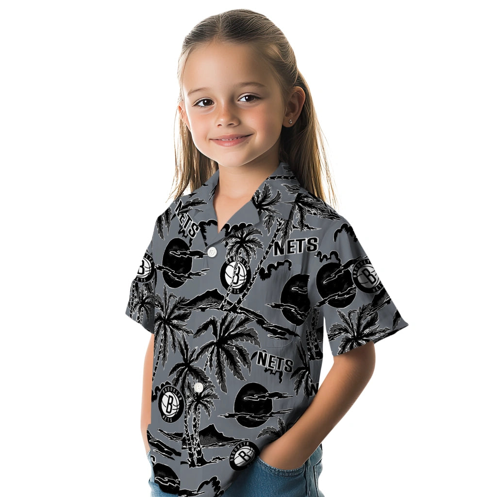 Brooklyn Nets Hawaiian Shirt - Palm Sunset | Hula Hawaiian Shirts