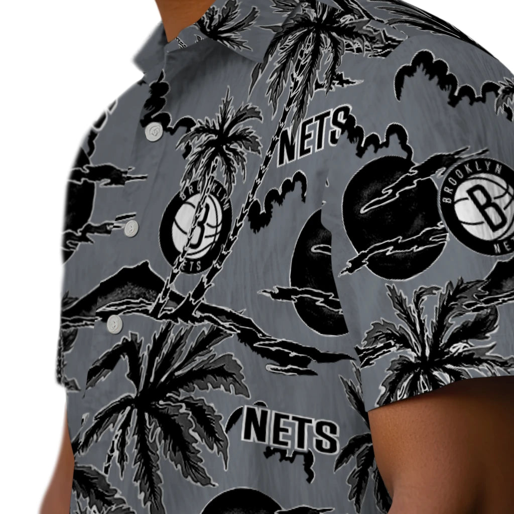 Brooklyn Nets Hawaiian Shirt - Palm Sunset | Hula Hawaiian Shirts