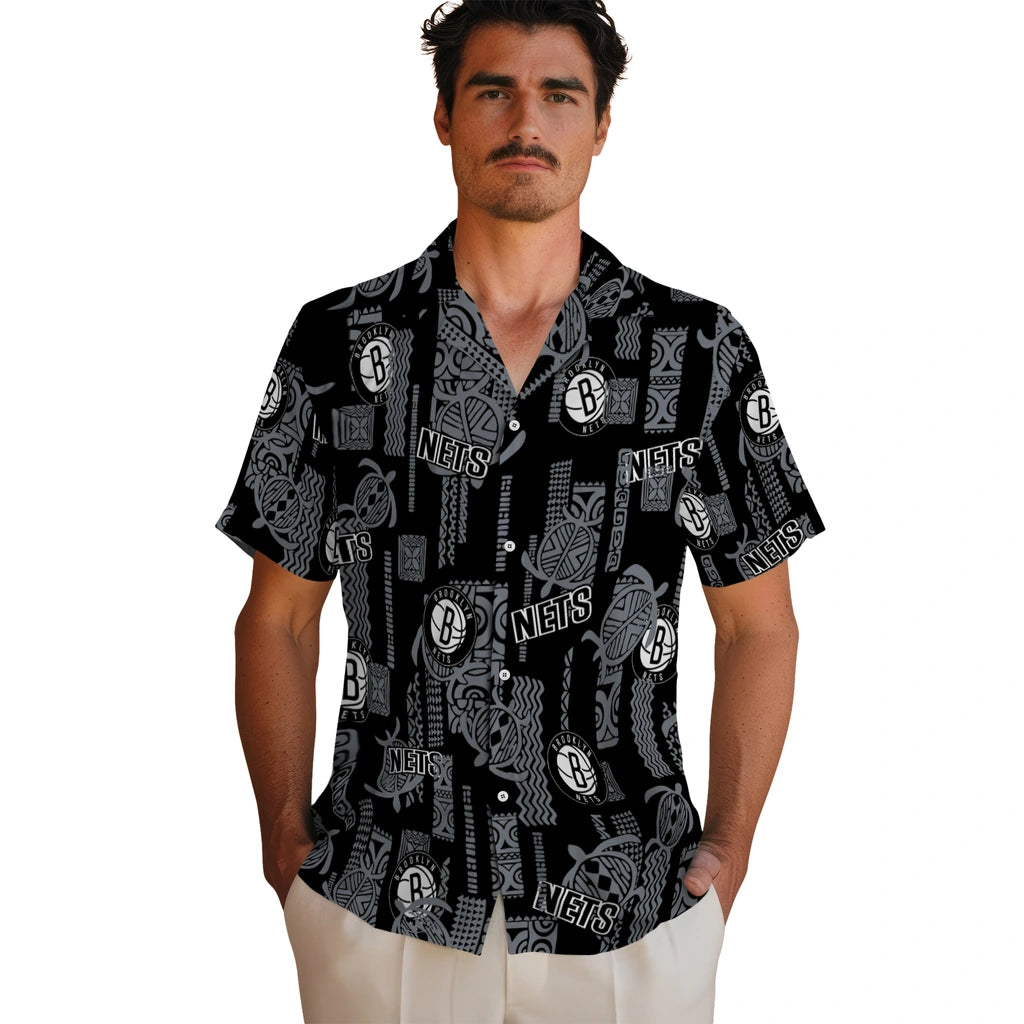 Brooklyn Nets Hawaiian Shirt - Turtle Lines | Hula Hawaiian Shirts