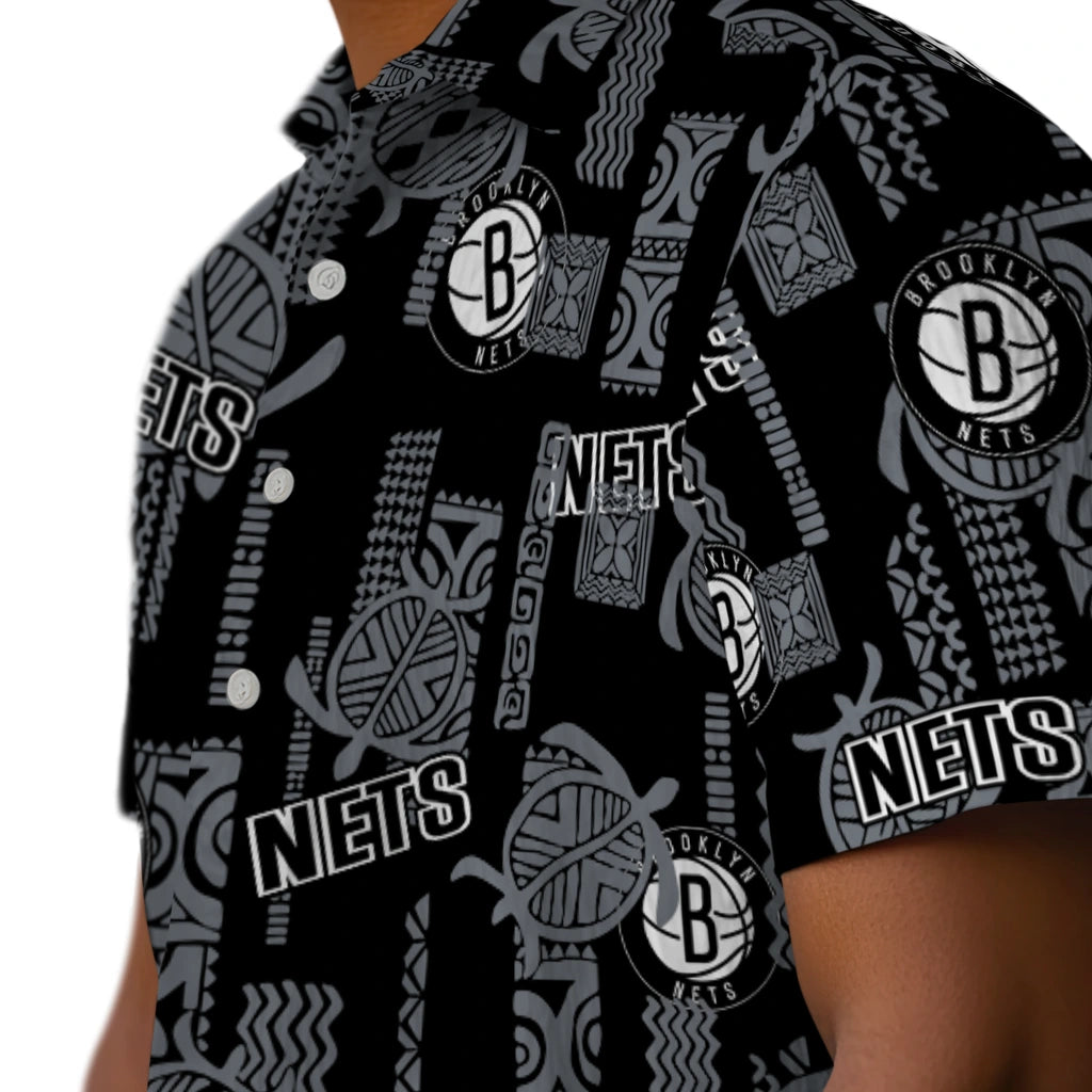 Brooklyn Nets Hawaiian Shirt - Turtle Lines | Hula Hawaiian Shirts