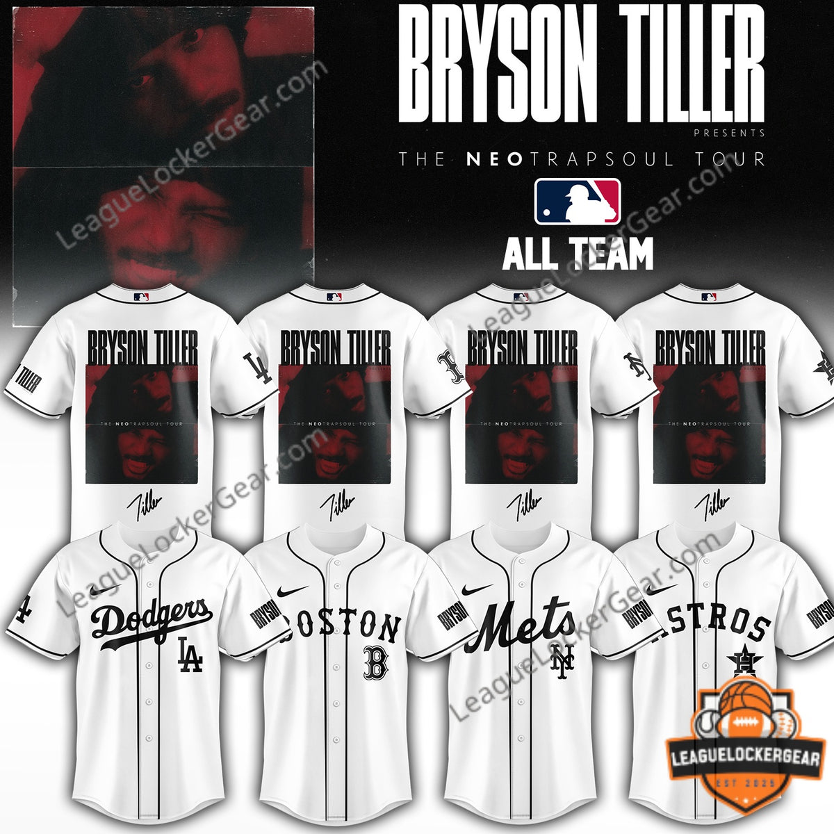 Bryson Tiller The NeotrapSoul Tour All Team MLB Baseball Jersey - LeagueLockerGear