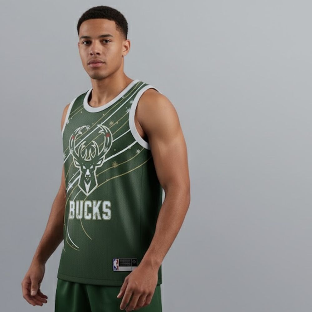 Milwaukee Bucks Custom Christmas Basketball Jersey – Exclusive Personalized Holiday Edition 2025 - LeagueLockerGear