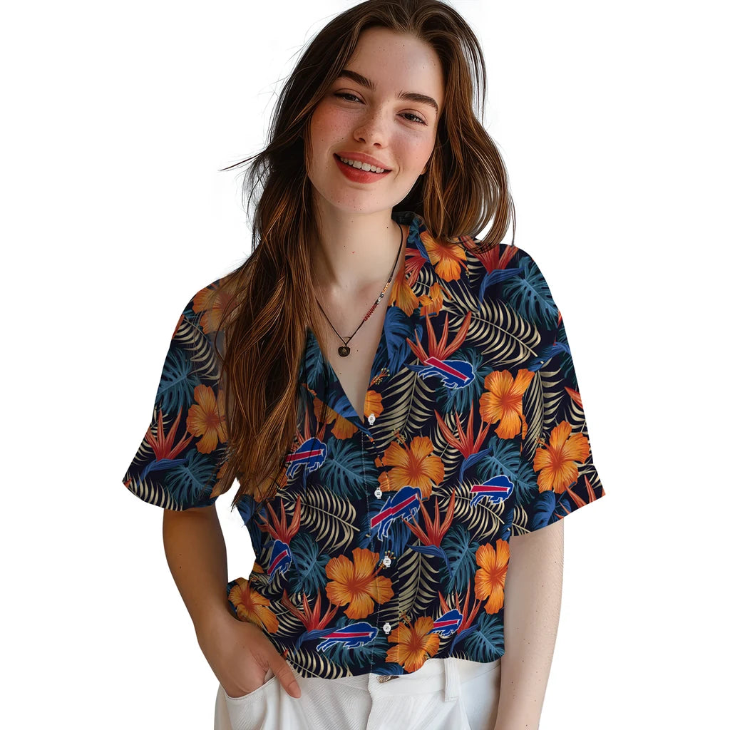Buffalo Bills Hawaiian Shirt - Hibiscus Foliage | Hula Hawaiian Shirts