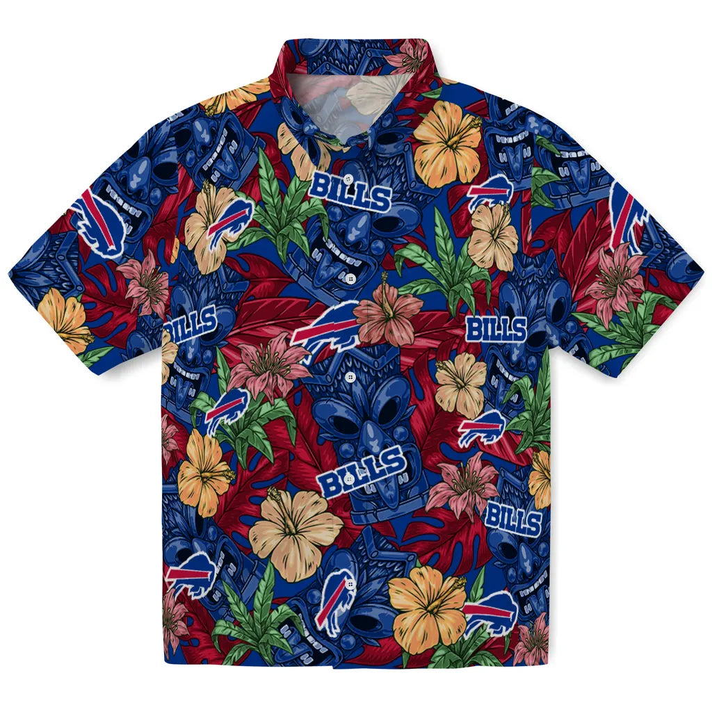 Buffalo Bills Hawaiian Shirt - Hibiscus Tiki Jungle | Hula Hawaiian Shirts