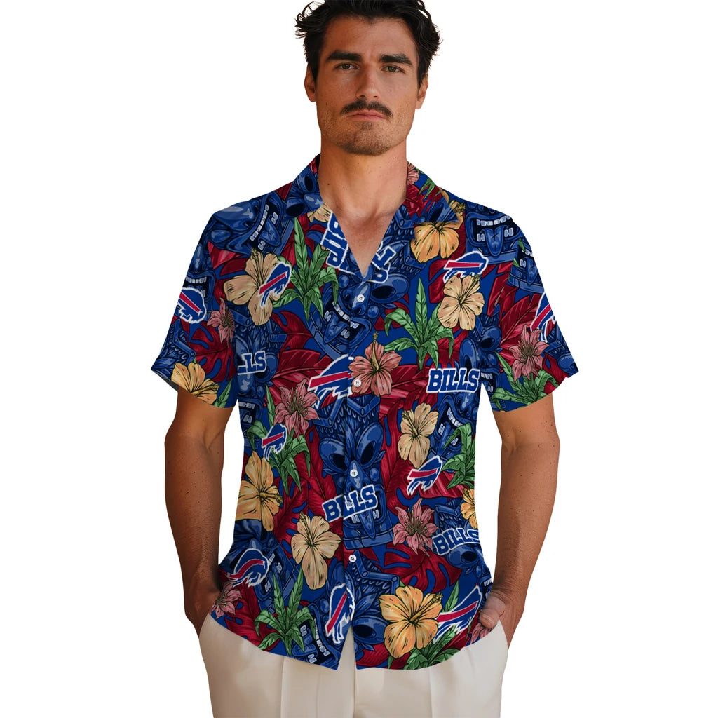 Buffalo Bills Hawaiian Shirt - Hibiscus Tiki Jungle | Hula Hawaiian Shirts