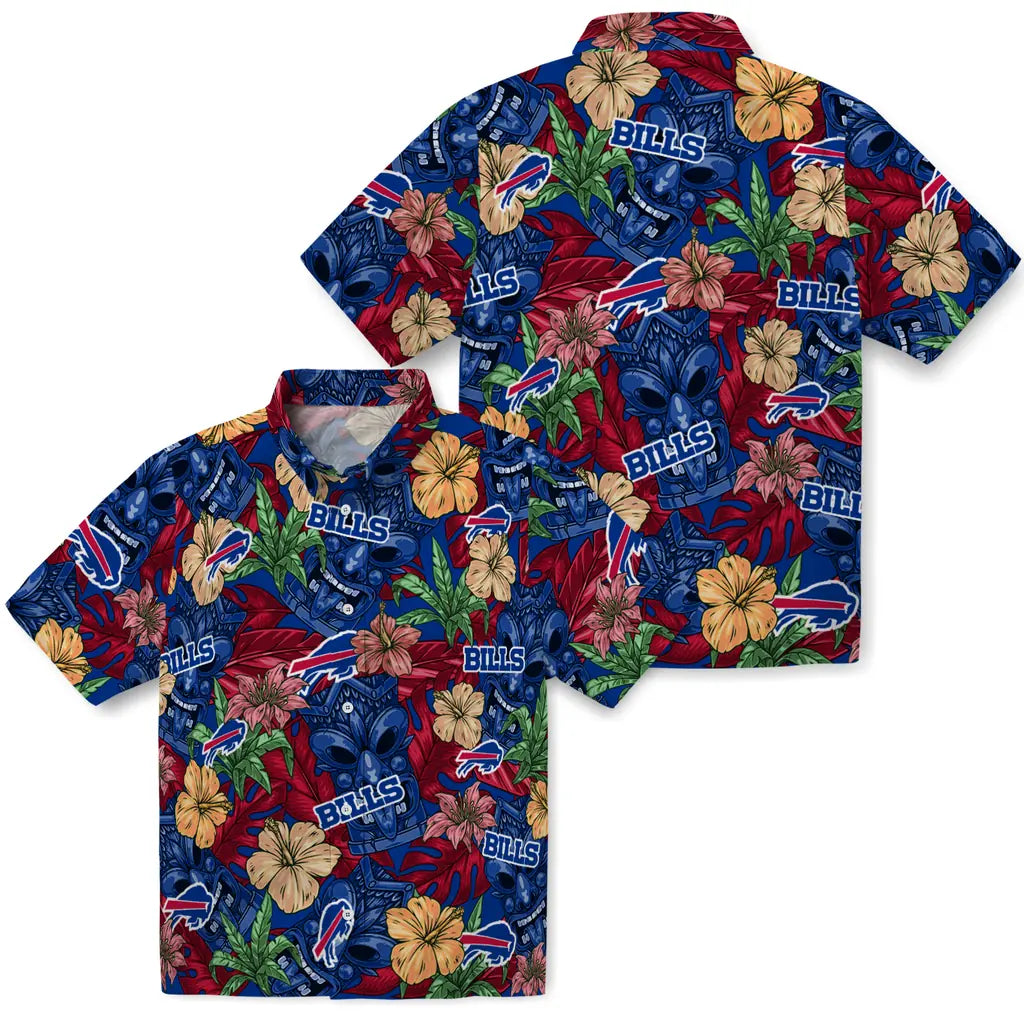 Buffalo Bills Hawaiian Shirt - Hibiscus Tiki Jungle | Hula Hawaiian Shirts