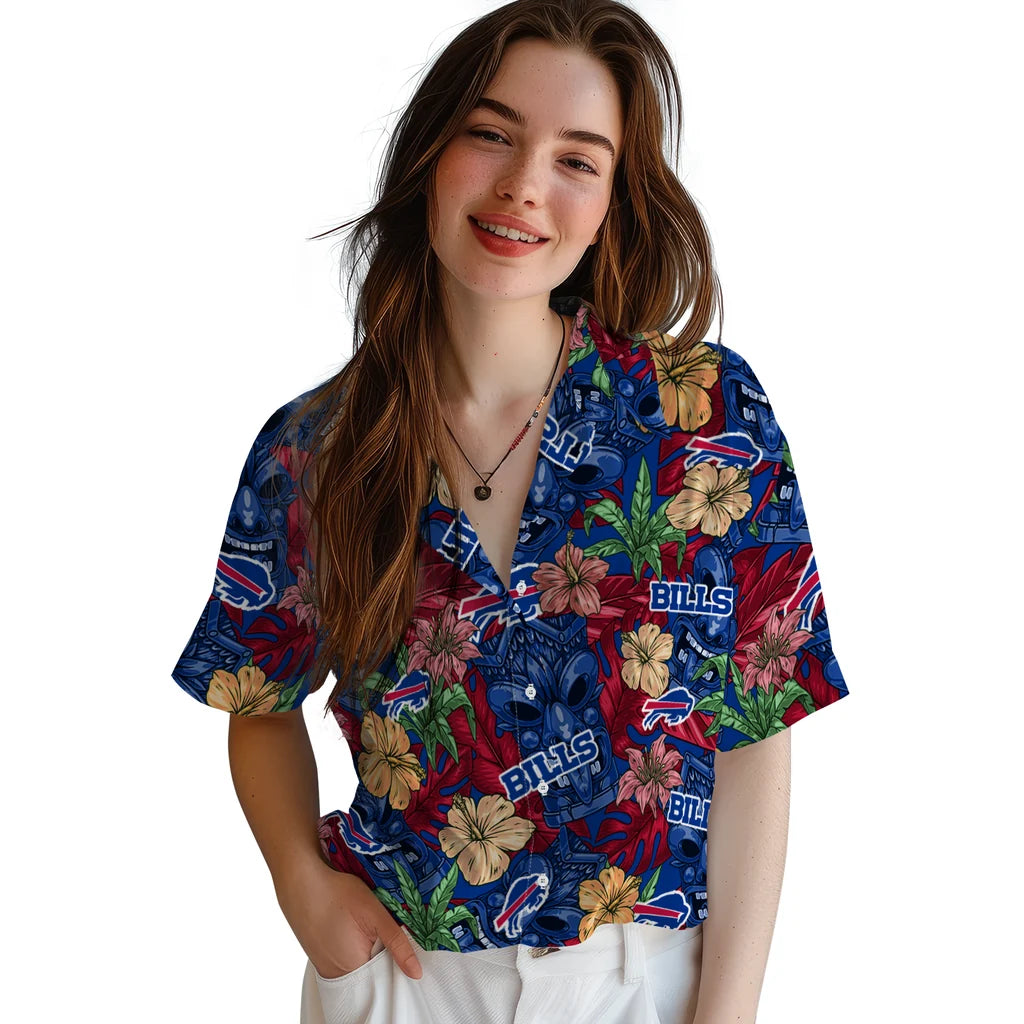 Buffalo Bills Hawaiian Shirt - Hibiscus Tiki Jungle | Hula Hawaiian Shirts