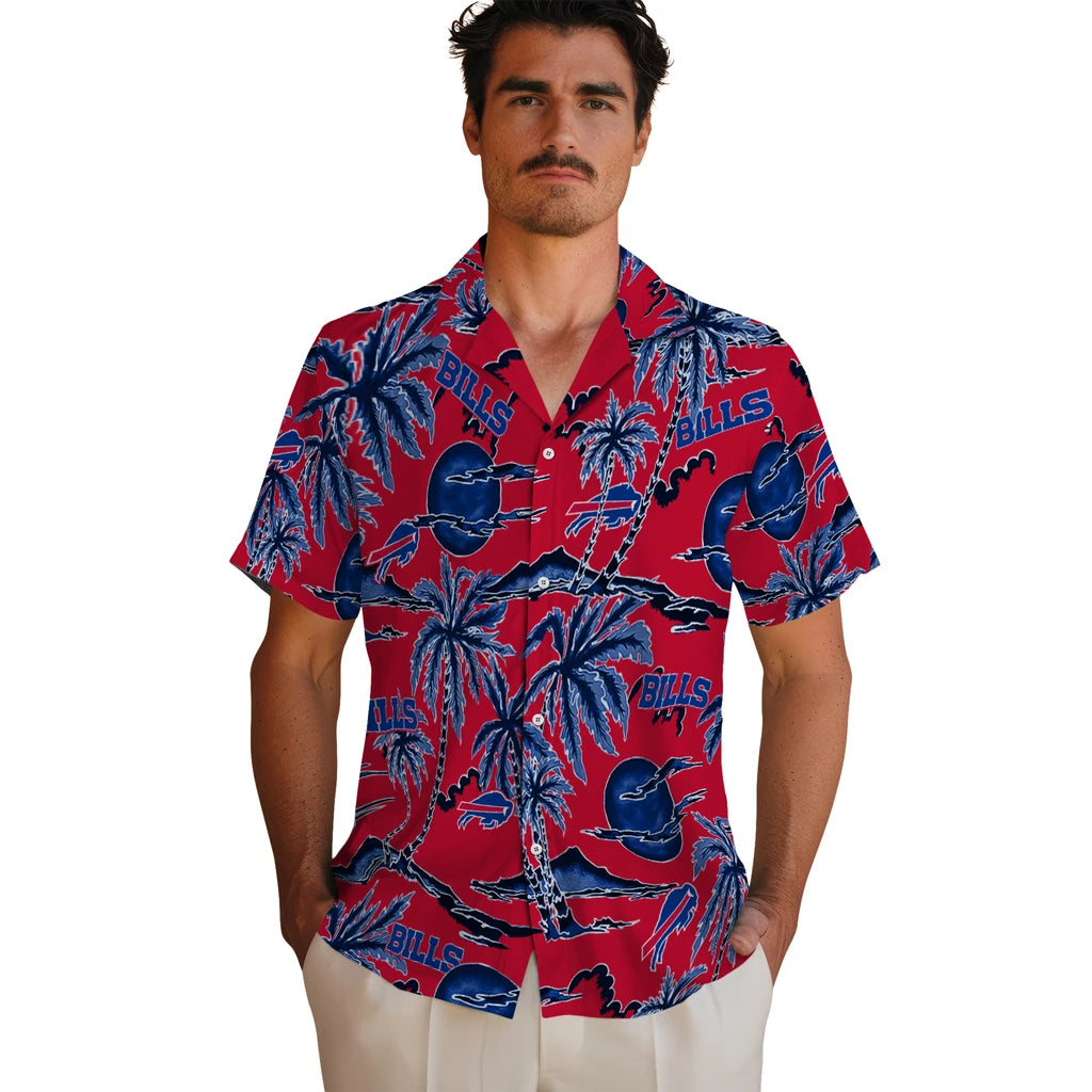 Buffalo Bills Hawaiian Shirt - Palm Sunset | Hula Hawaiian Shirts