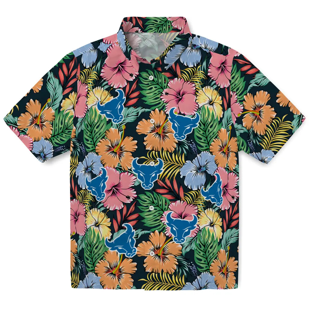 Buffalo Bulls Hawaiian Shirt - Brilliant Hibiscus Garden | Hula Hawaiian Shirts