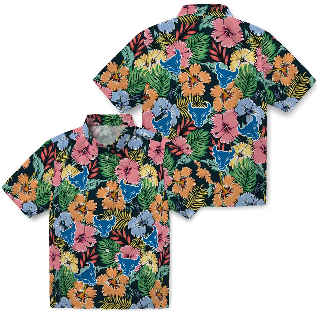 Buffalo Bulls Hawaiian Shirt - Brilliant Hibiscus Garden | Hula Hawaiian Shirts