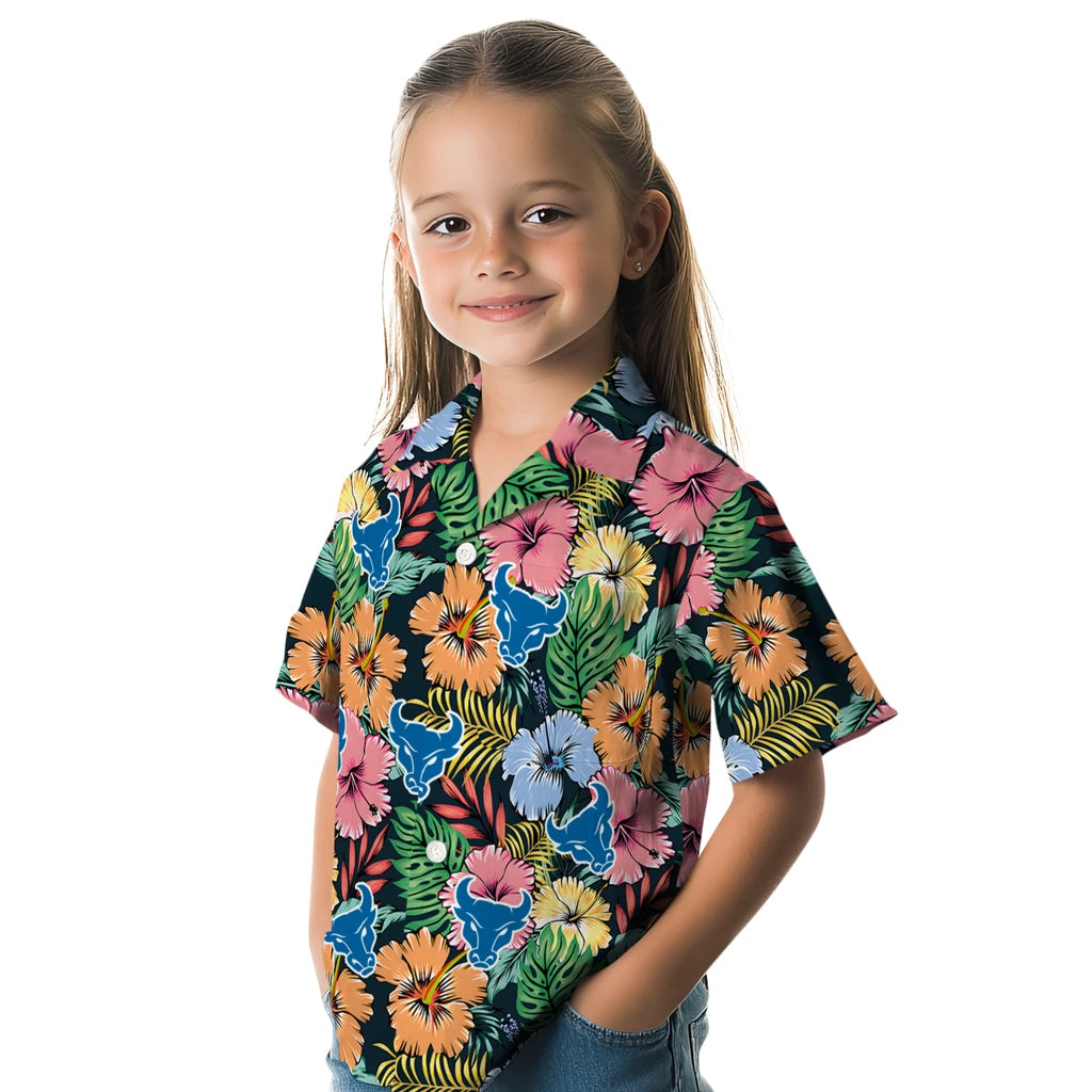 Buffalo Bulls Hawaiian Shirt - Brilliant Hibiscus Garden | Hula Hawaiian Shirts