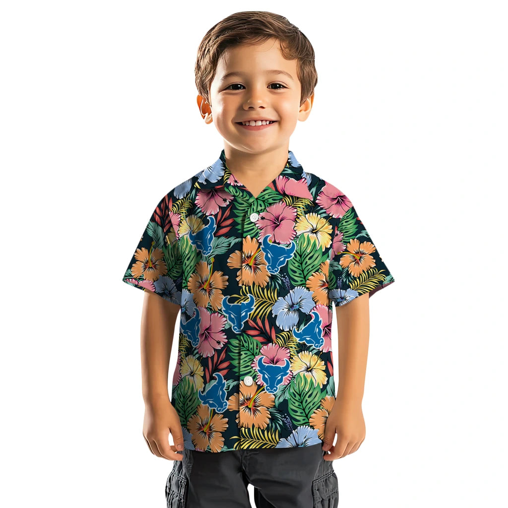 Buffalo Bulls Hawaiian Shirt - Brilliant Hibiscus Garden | Hula Hawaiian Shirts