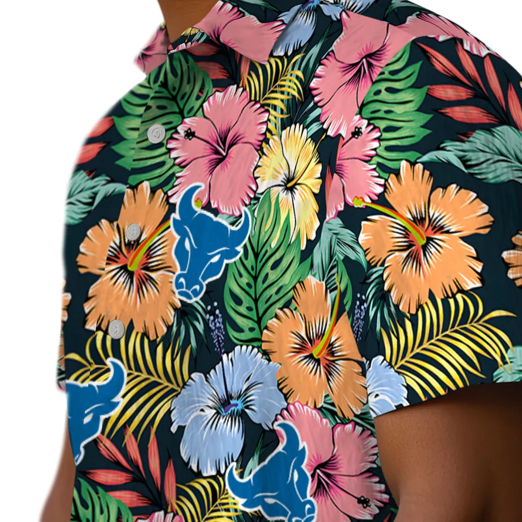Buffalo Bulls Hawaiian Shirt - Brilliant Hibiscus Garden | Hula Hawaiian Shirts