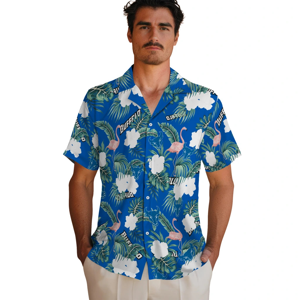 Buffalo Bulls Hawaiian Shirt - Flamingo and Hibiscus | Hula Hawaiian Shirts