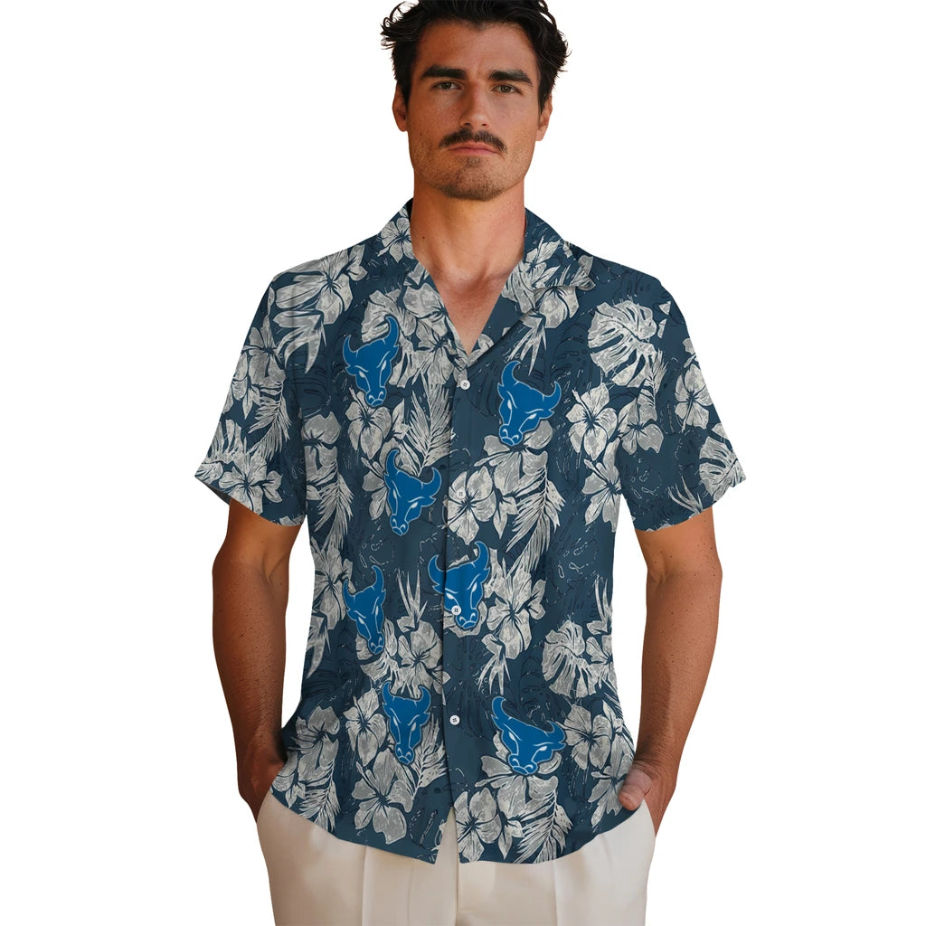 Buffalo Bulls Hawaiian Shirt - Hibiscus Flowers | Hula Hawaiian Shirts
