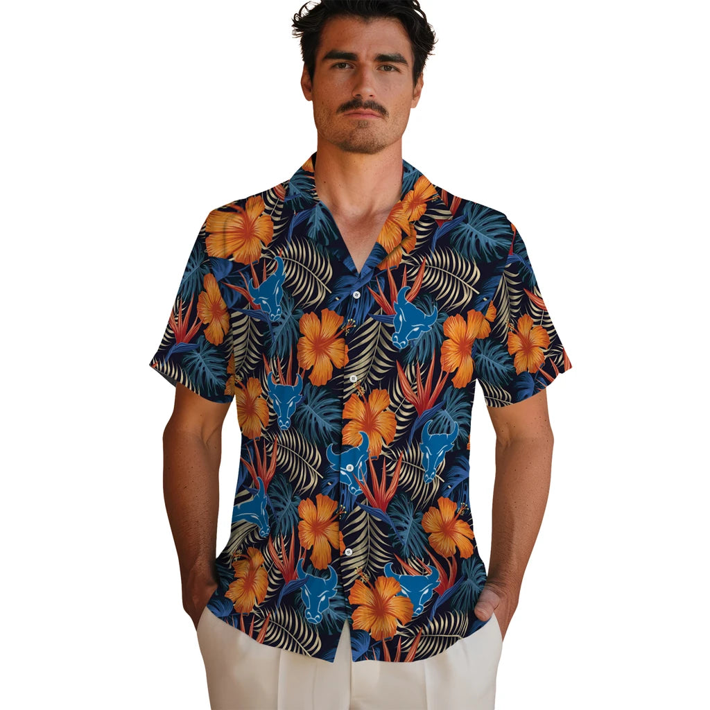 Buffalo Bulls Hawaiian Shirt - Hibiscus Foliage | Hula Hawaiian Shirts