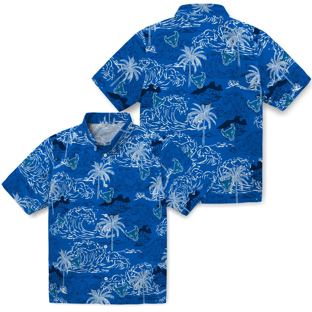 Buffalo Bulls Hawaiian Shirt - Wave Palm | Hula Hawaiian Shirts