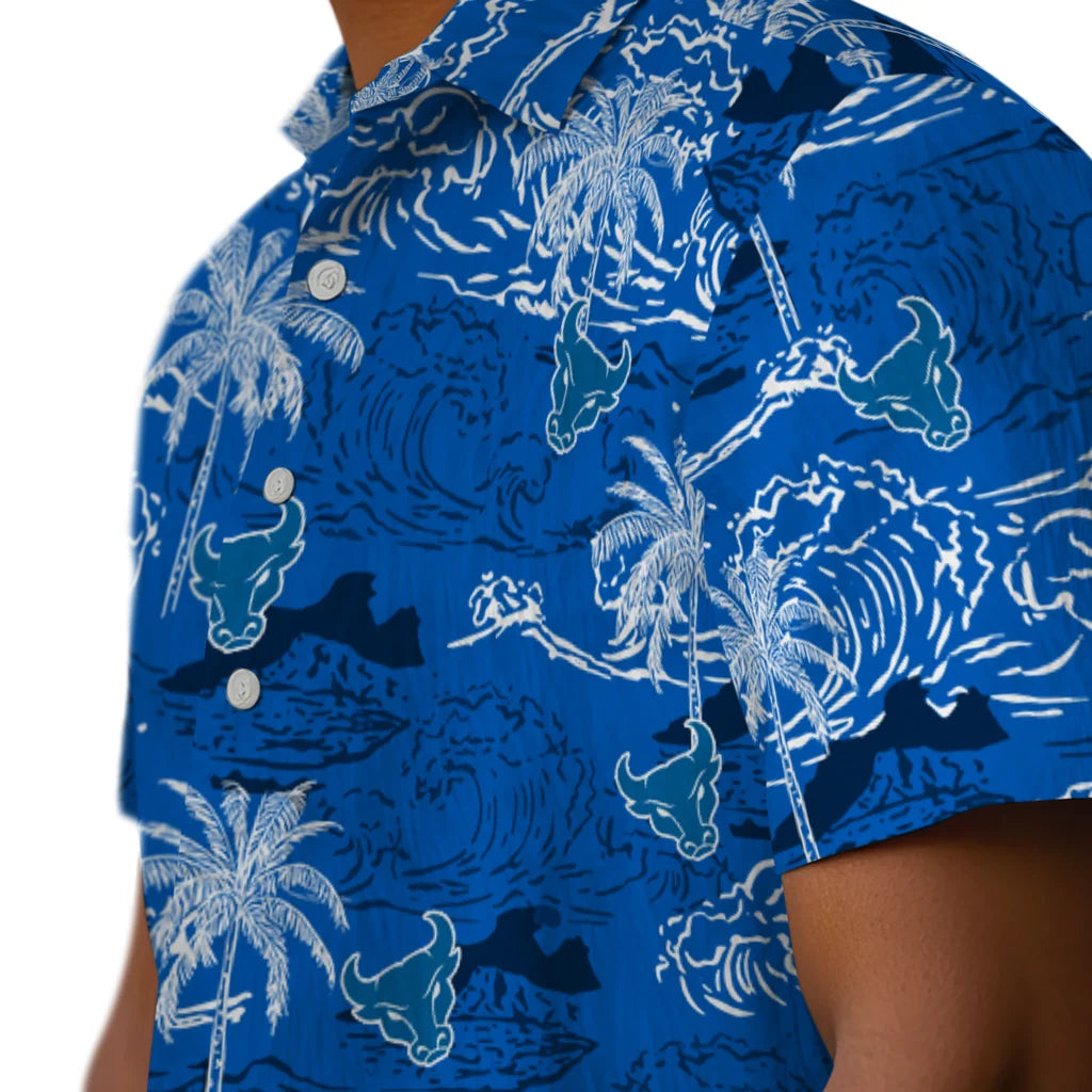 Buffalo Bulls Hawaiian Shirt - Wave Palm | Hula Hawaiian Shirts