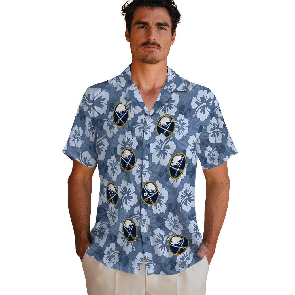 Buffalo Sabres Hawaiian Shirt - Hibiscus Cluster | Hula Hawaiian Shirts