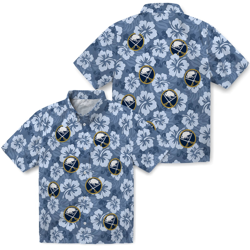 Buffalo Sabres Hawaiian Shirt - Hibiscus Cluster | Hula Hawaiian Shirts