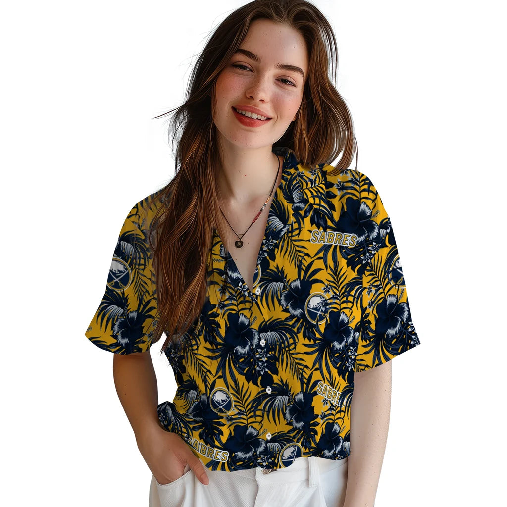 Buffalo Sabres Hawaiian Shirt - Hibiscus Exotic | Hula Hawaiian Shirts