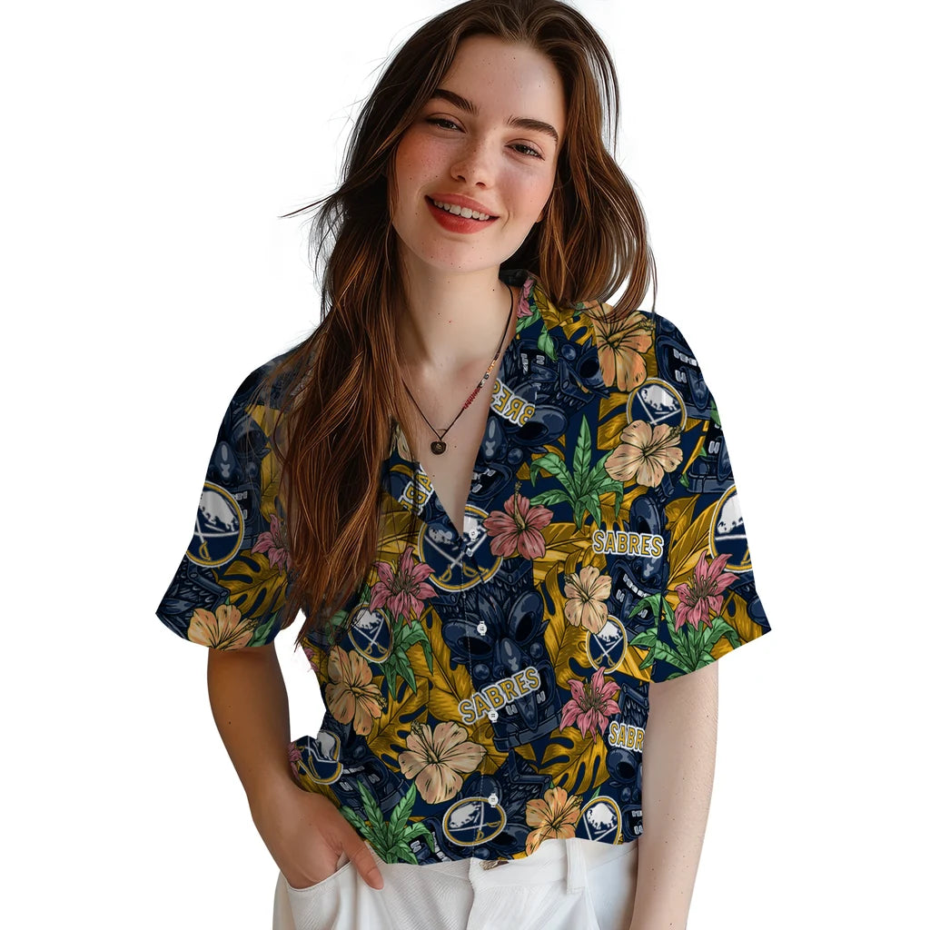 Buffalo Sabres Hawaiian Shirt - Hibiscus Tiki Jungle | Hula Hawaiian Shirts
