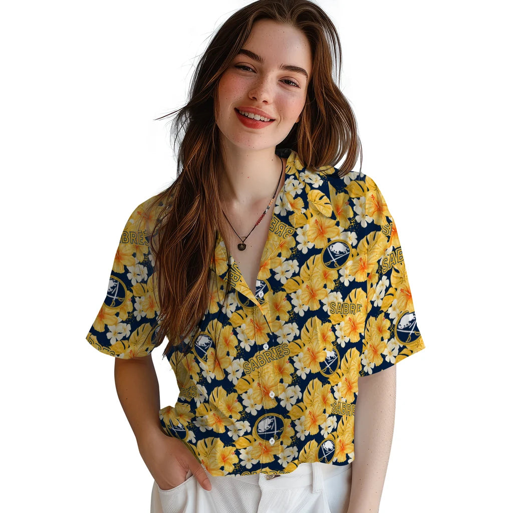 Buffalo Sabres Hawaiian Shirt - Hibiscus Tropics | Hula Hawaiian Shirts
