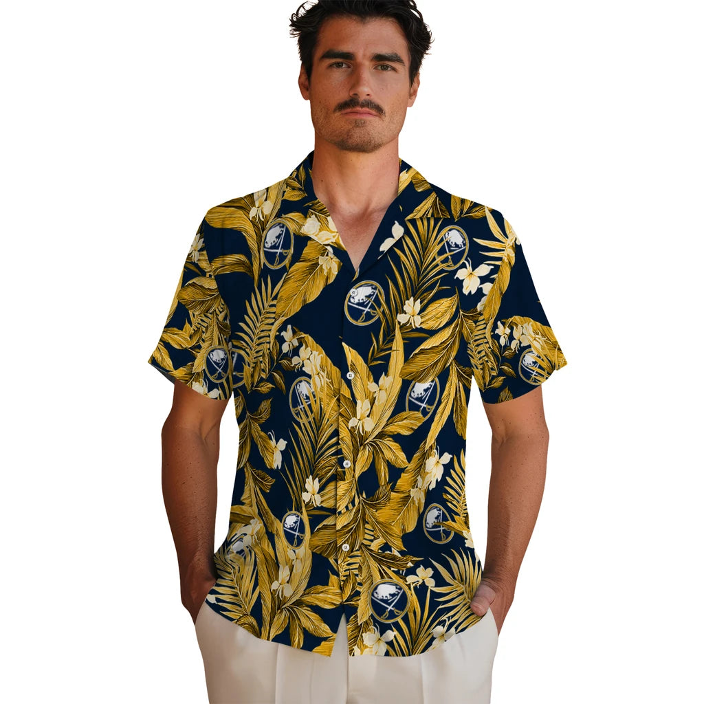 Buffalo Sabres Hawaiian Shirt - Palm Leaves | Hula Hawaiian Shirts