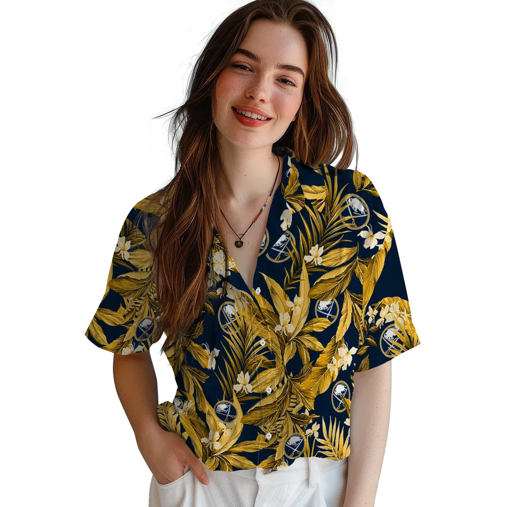 Buffalo Sabres Hawaiian Shirt - Palm Leaves | Hula Hawaiian Shirts