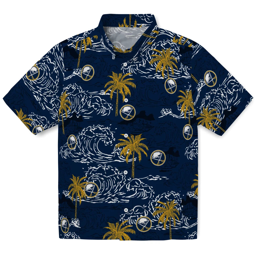 Buffalo Sabres Hawaiian Shirt - Wave Palm | Hula Hawaiian Shirts
