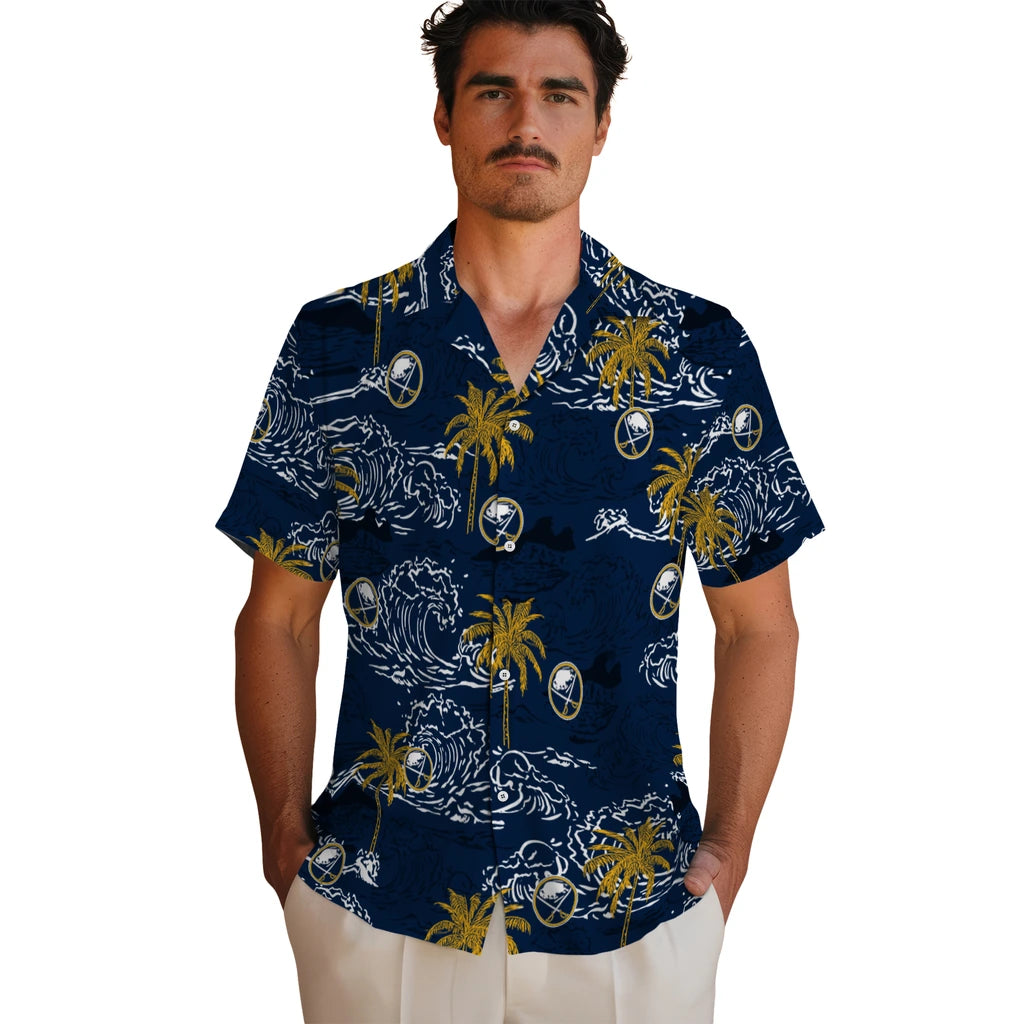 Buffalo Sabres Hawaiian Shirt - Wave Palm | Hula Hawaiian Shirts