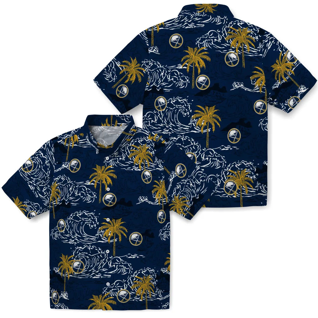 Buffalo Sabres Hawaiian Shirt - Wave Palm | Hula Hawaiian Shirts