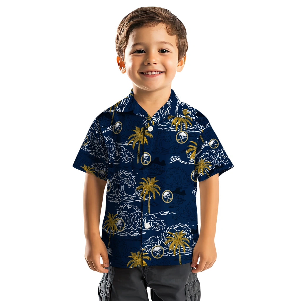 Buffalo Sabres Hawaiian Shirt - Wave Palm | Hula Hawaiian Shirts