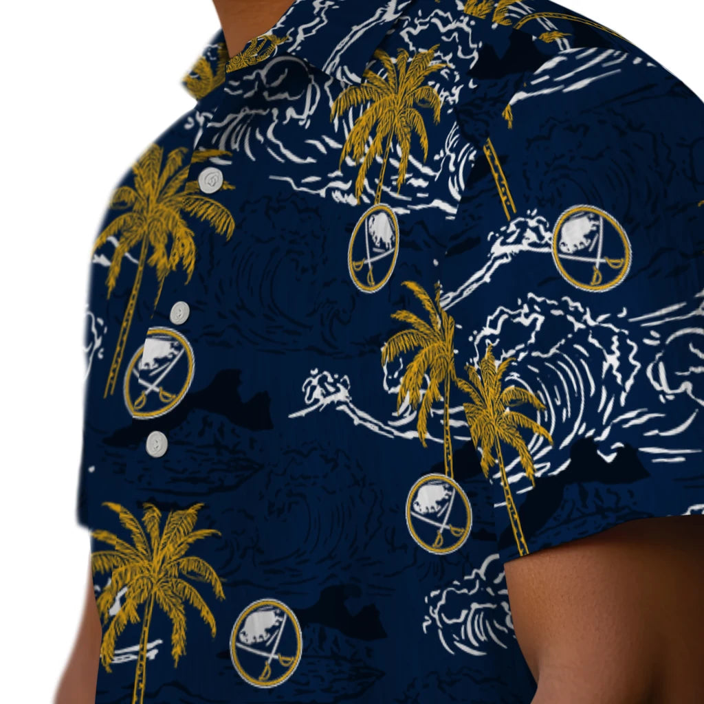 Buffalo Sabres Hawaiian Shirt - Wave Palm | Hula Hawaiian Shirts