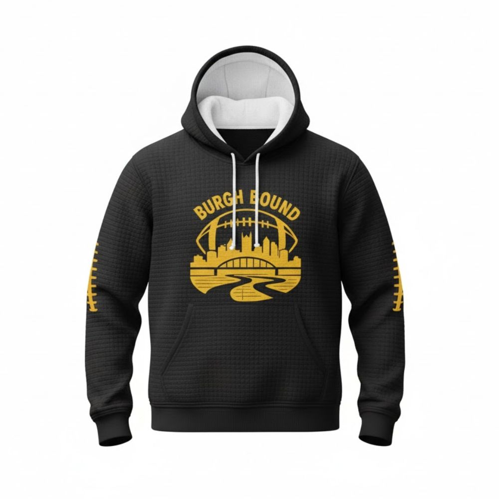 Burgh Bound Pittsburgh Skyline Hoodie – Black Gold Football Fan Sweatshirt - LeagueLockerGear