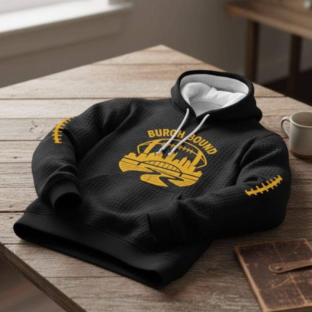 Burgh Bound Pittsburgh Skyline Hoodie – Black Gold Football Fan Sweatshirt - LeagueLockerGear