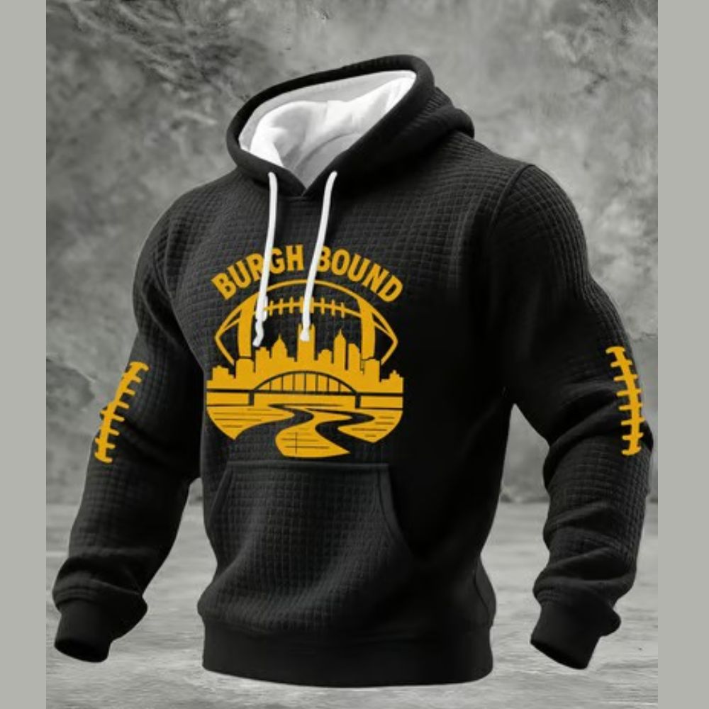 Burgh Bound Pittsburgh Skyline Hoodie – Black Gold Football Fan Sweatshirt - LeagueLockerGear