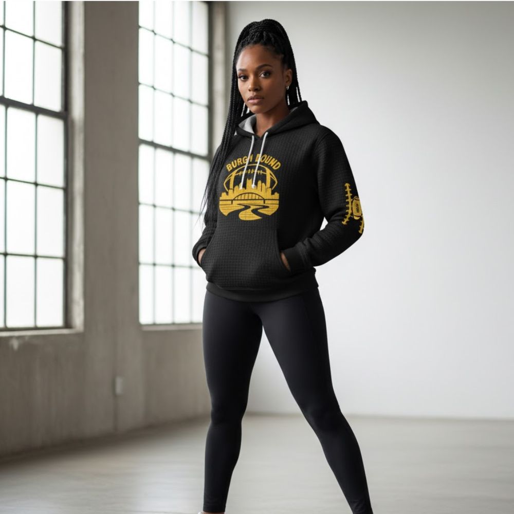 Burgh Bound Pittsburgh Skyline Hoodie – Black Gold Football Fan Sweatshirt - LeagueLockerGear