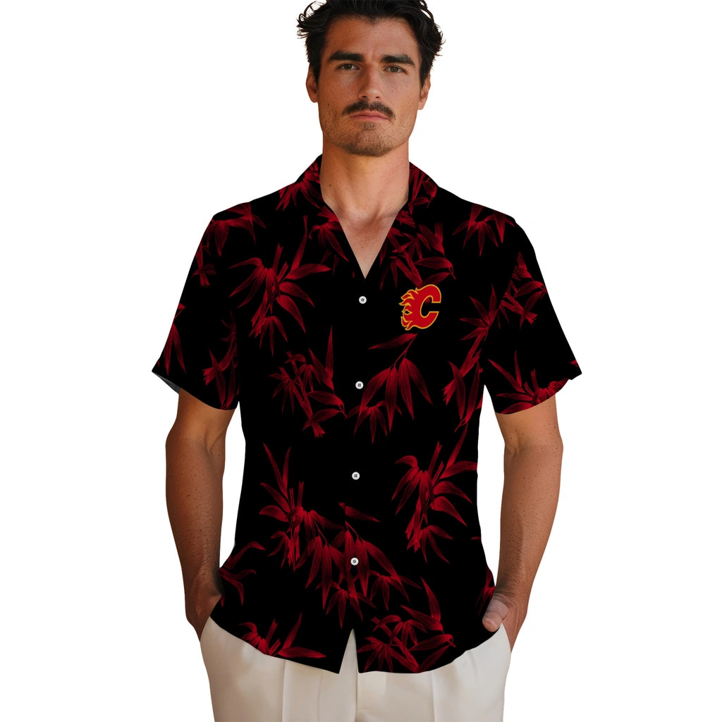 Calgary Flames Hawaiian Shirt - Bamboo Branches | Hula Hawaiian Shirts
