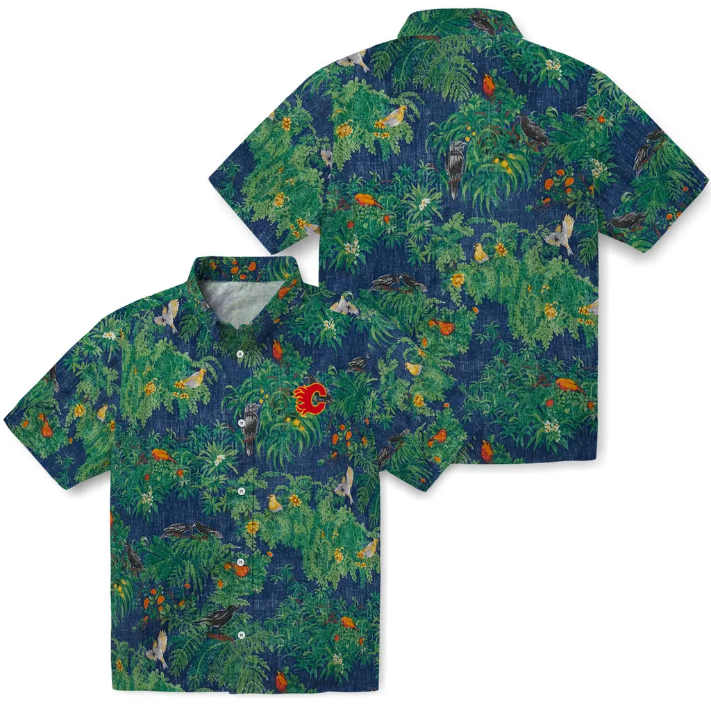 Calgary Flames Hawaiian Shirt - Bird Canopy | Hula Hawaiian Shirts
