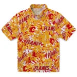 Calgary Flames Hawaiian Shirt - Hibiscus Overlay | Hula Hawaiian Shirts