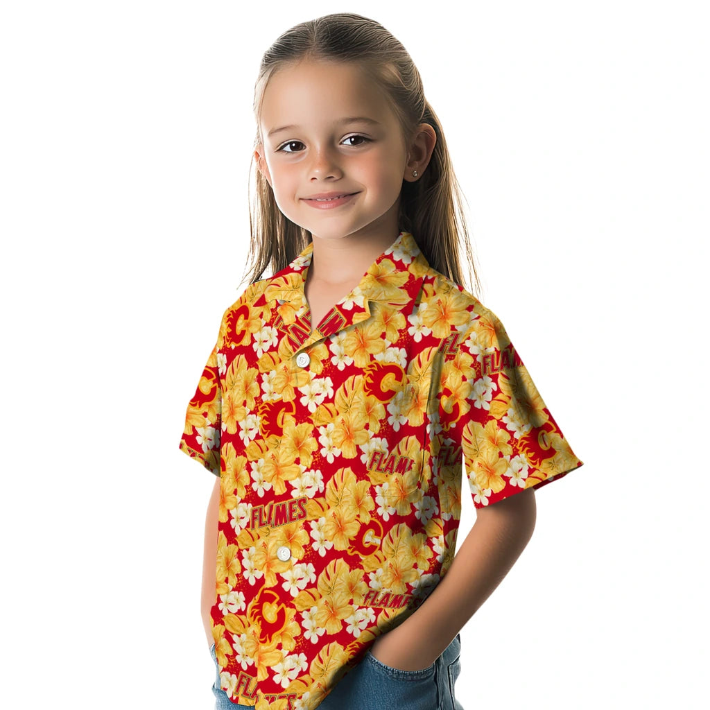 Calgary Flames Hawaiian Shirt - Hibiscus Tropics | Hula Hawaiian Shirts